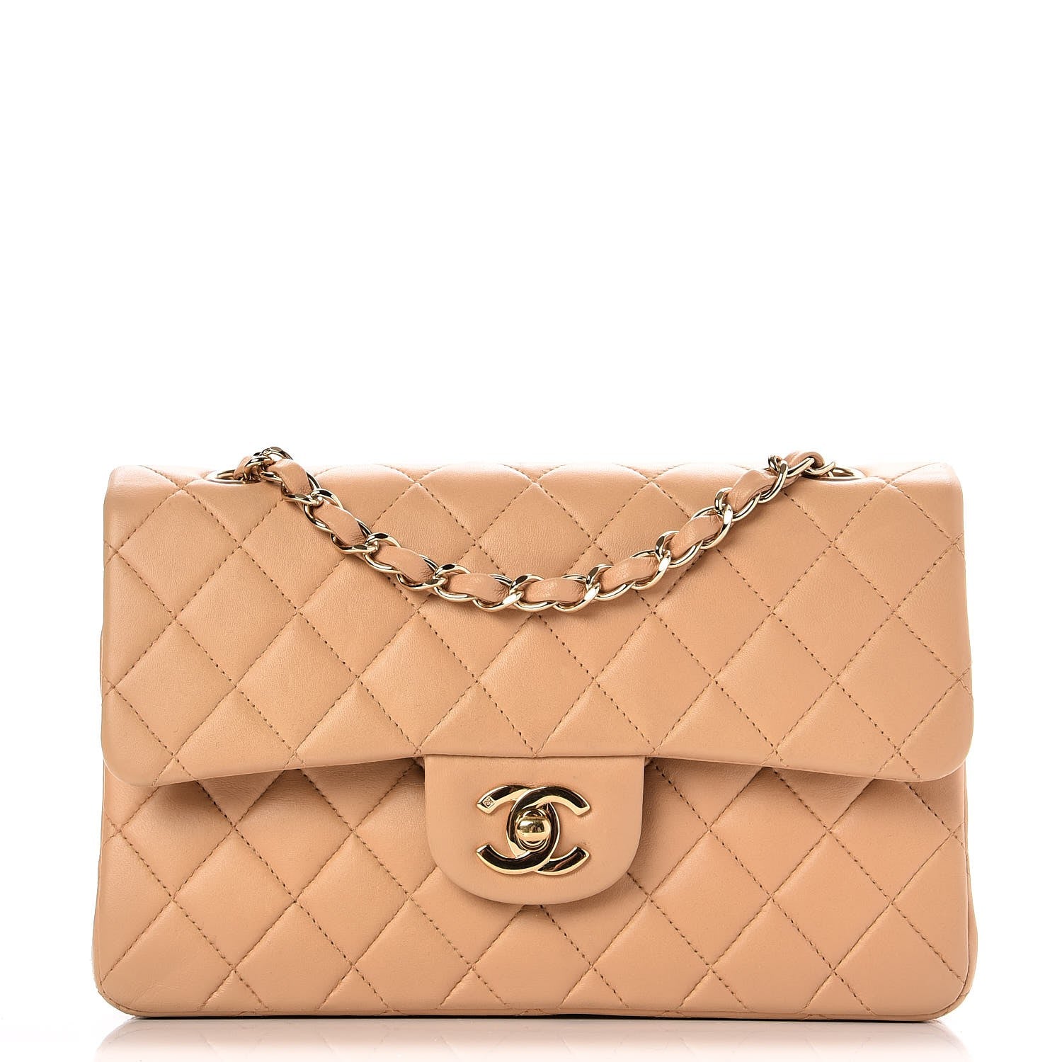 Chanel Lambskin Quilted Small Double Flap Beige 1 of 8