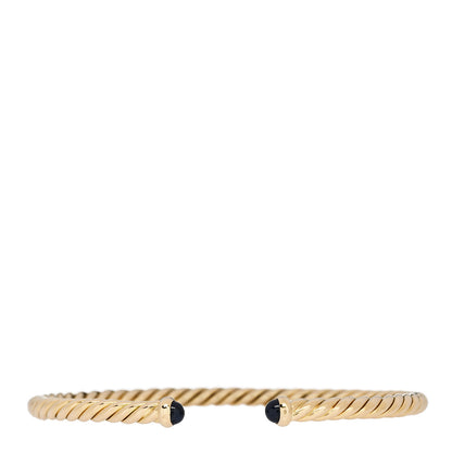 David Yurman 18K Yellow Gold Blue Sapphire 4mm Cablespira Bracelet 1 of 4