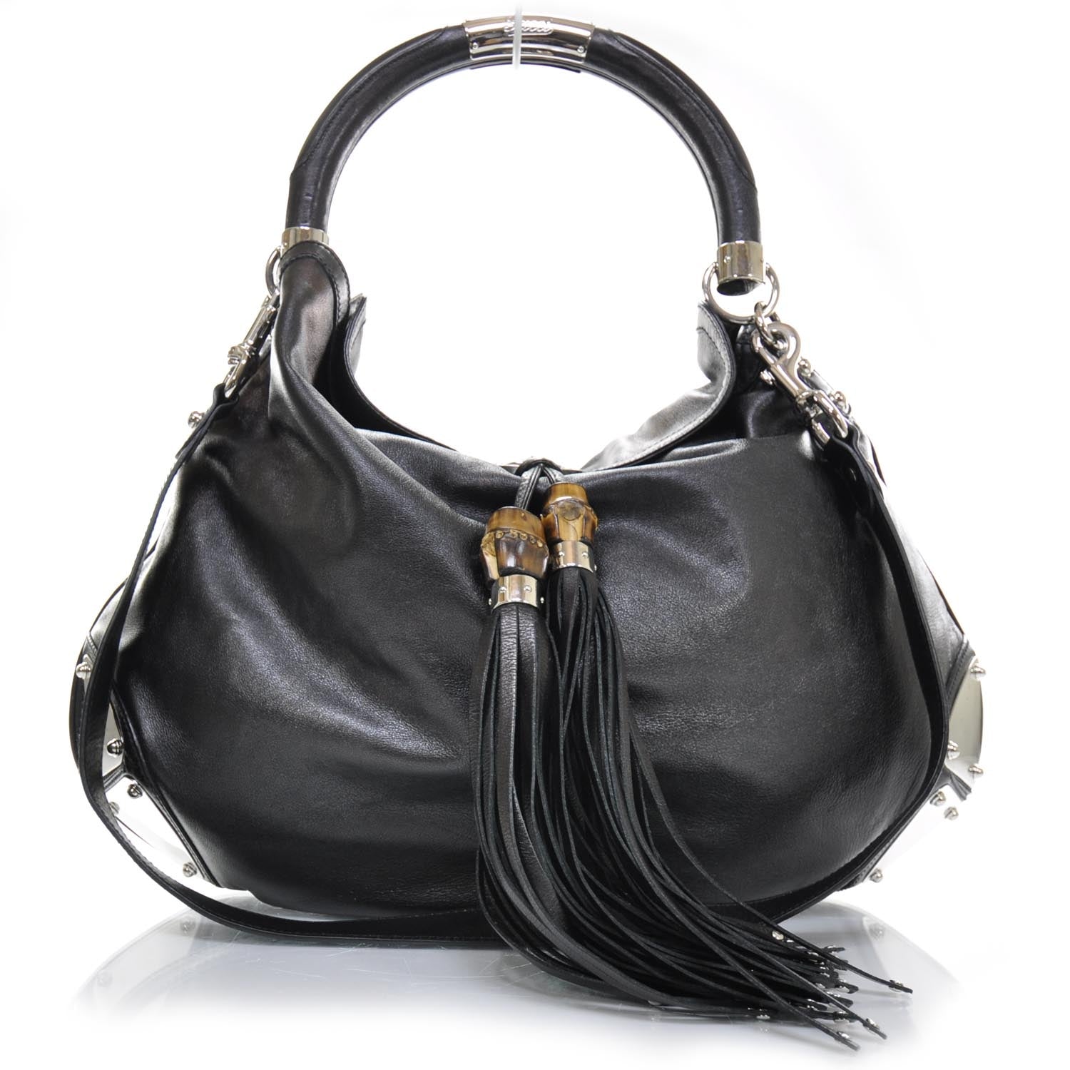Gucci Leather Large Indy Top Handle Hobo Black 1 of 8