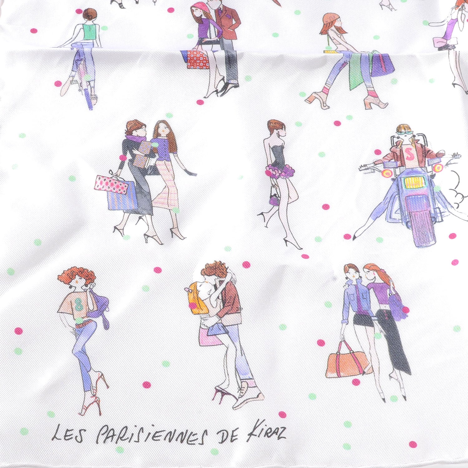 Hermes Silk Les Parisiennes De Kiraz Pocket Square Scarf 1 of 5