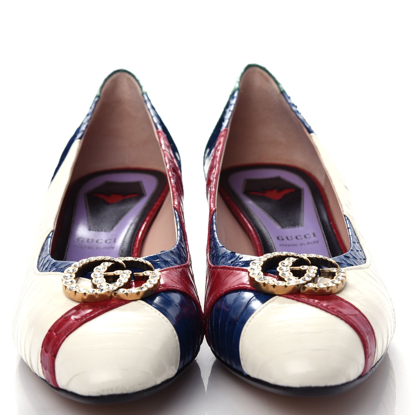 Snakeskin Crystal Double G Pumps 40 Multicolor