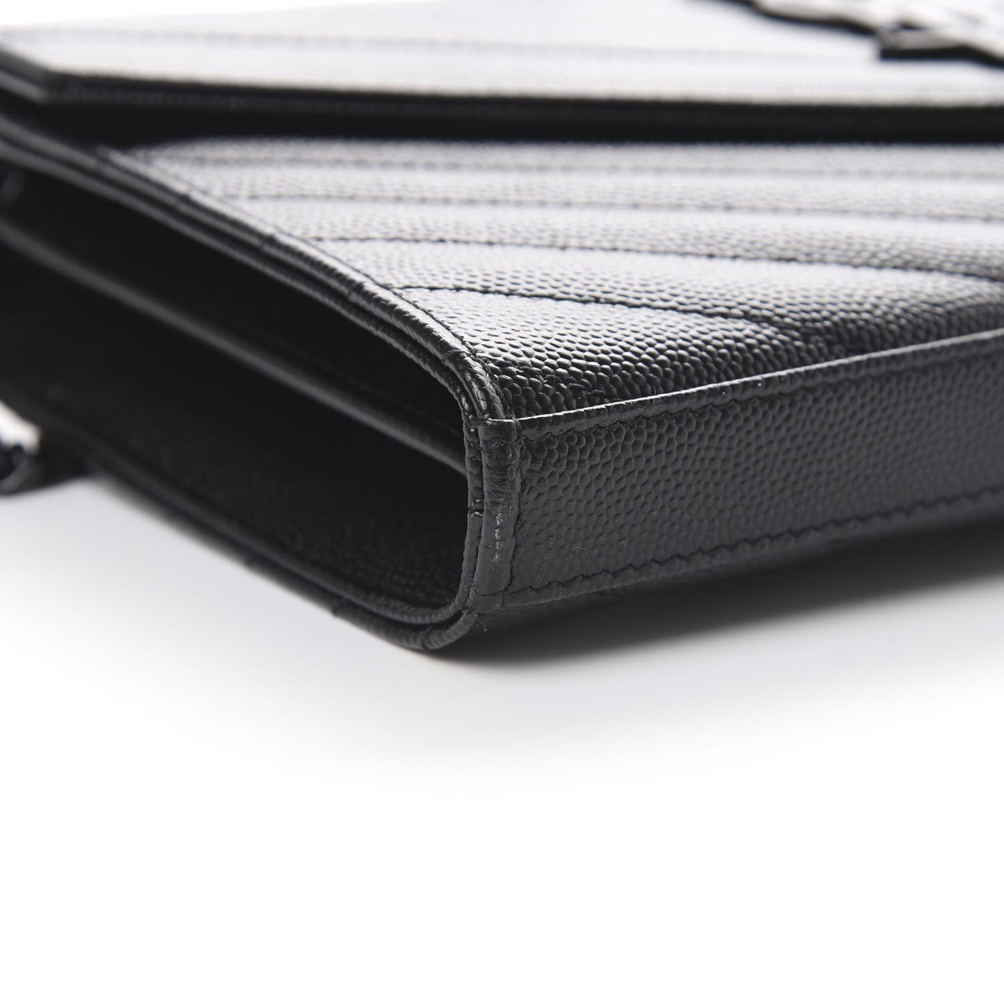 Grain De Poudre Matelasse Chevron Monogram Chain Wallet Black