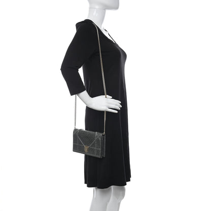 Christian Dior Ceramic Effect Deerskin Bag Wallet on Chain Dark Grey 2 of 9