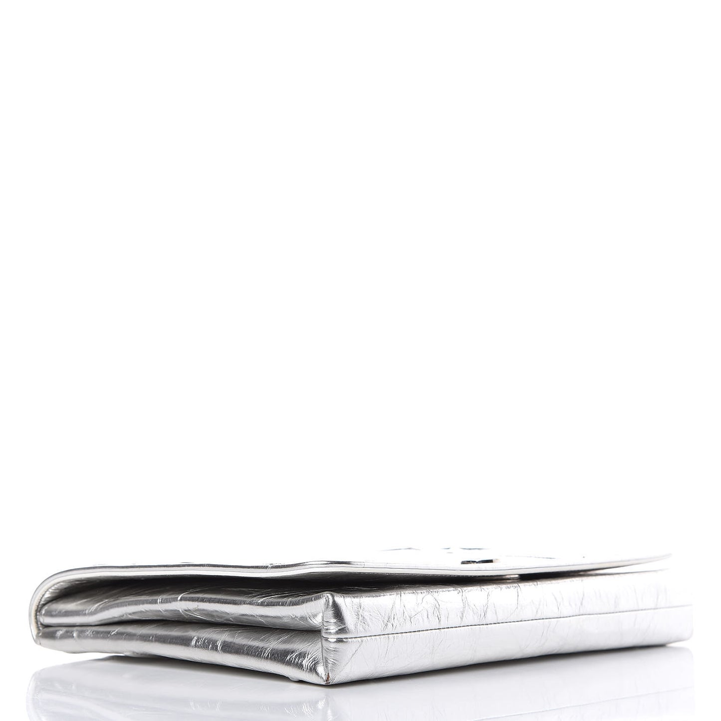 Metallic Calfskin Diorama Clutch Silver