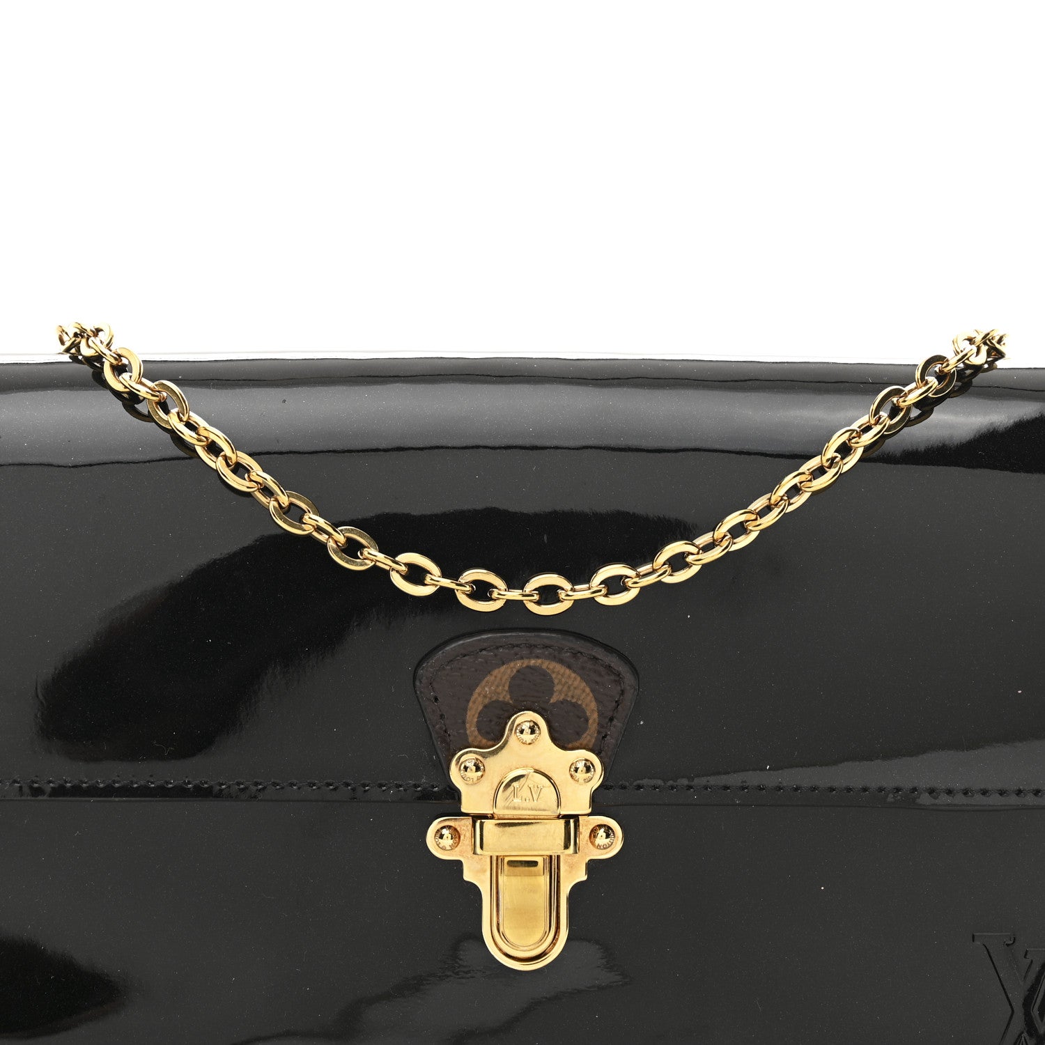 Louis Vuitton Patent Calfskin Monogram Cherrywood Chain Wallet Black 7 of 9
