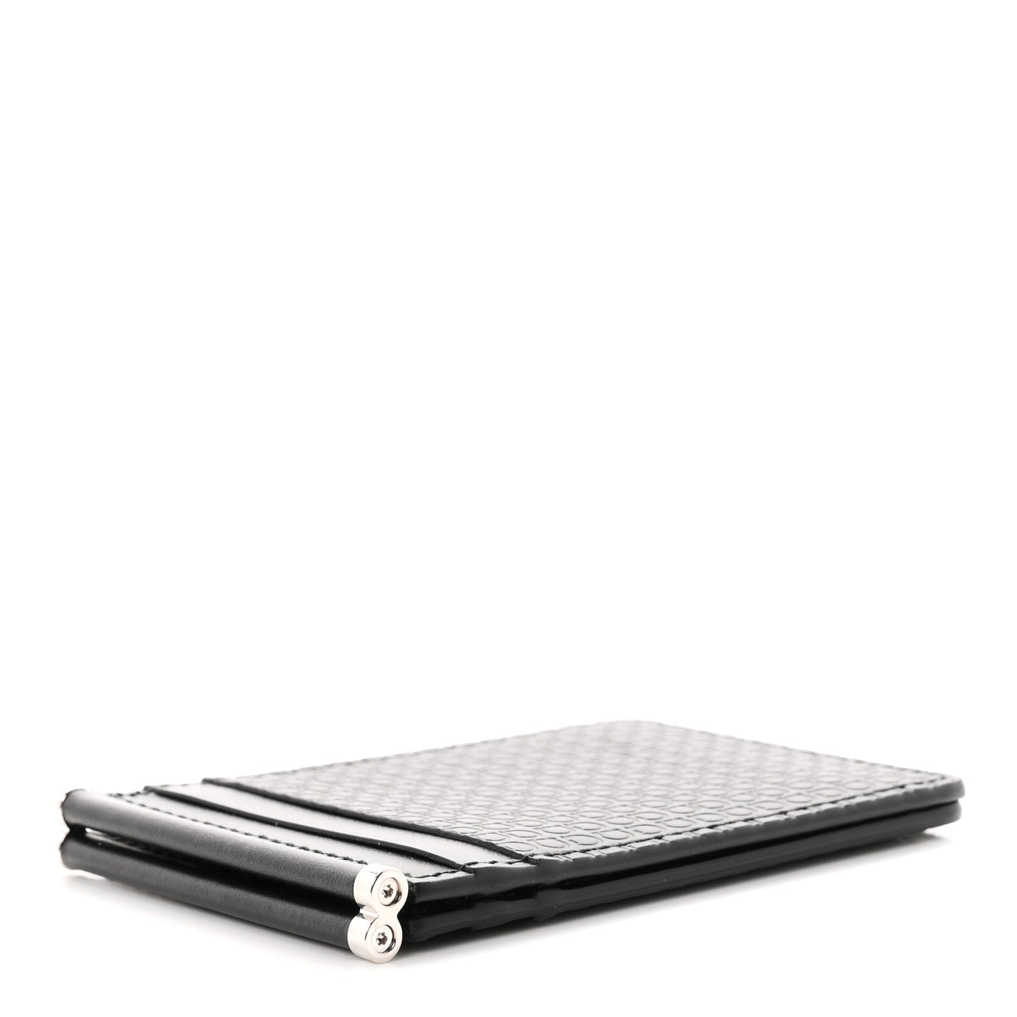 Calfskin Gancini Embossed Bi-Fold Wallet Black