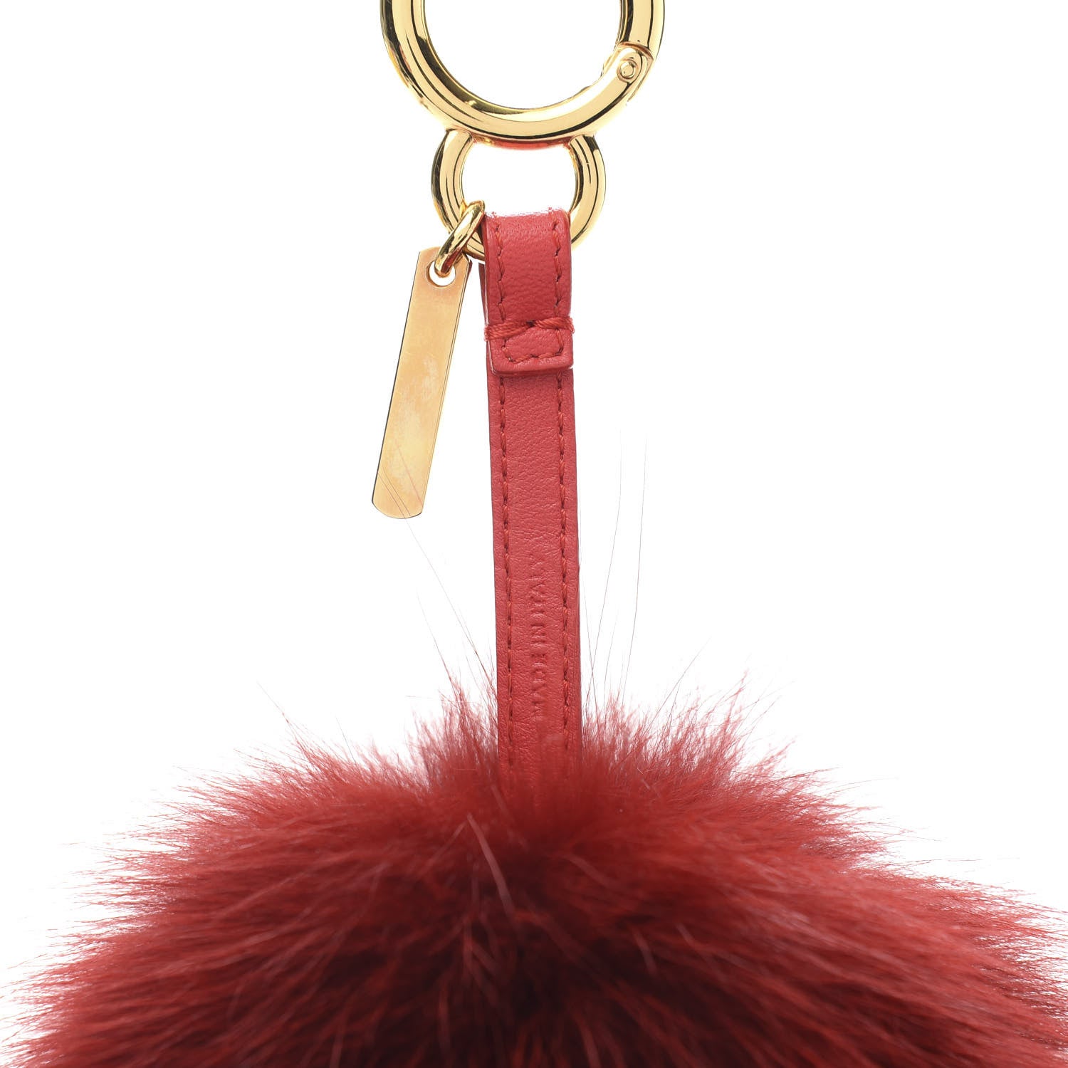 Fendi Fox Fur Shiny Nappa Heart Pom Pom Bag Charm Rosso Rosa 4 of 6