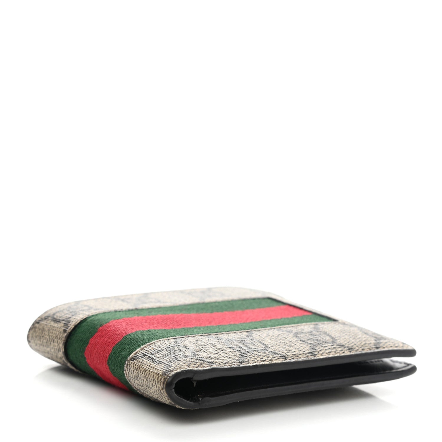 Gucci GG Supreme Monogram Selleria Calfskin Web New Web Bi-Fold Wallet Beige Ebony Cocoa 4 of 8