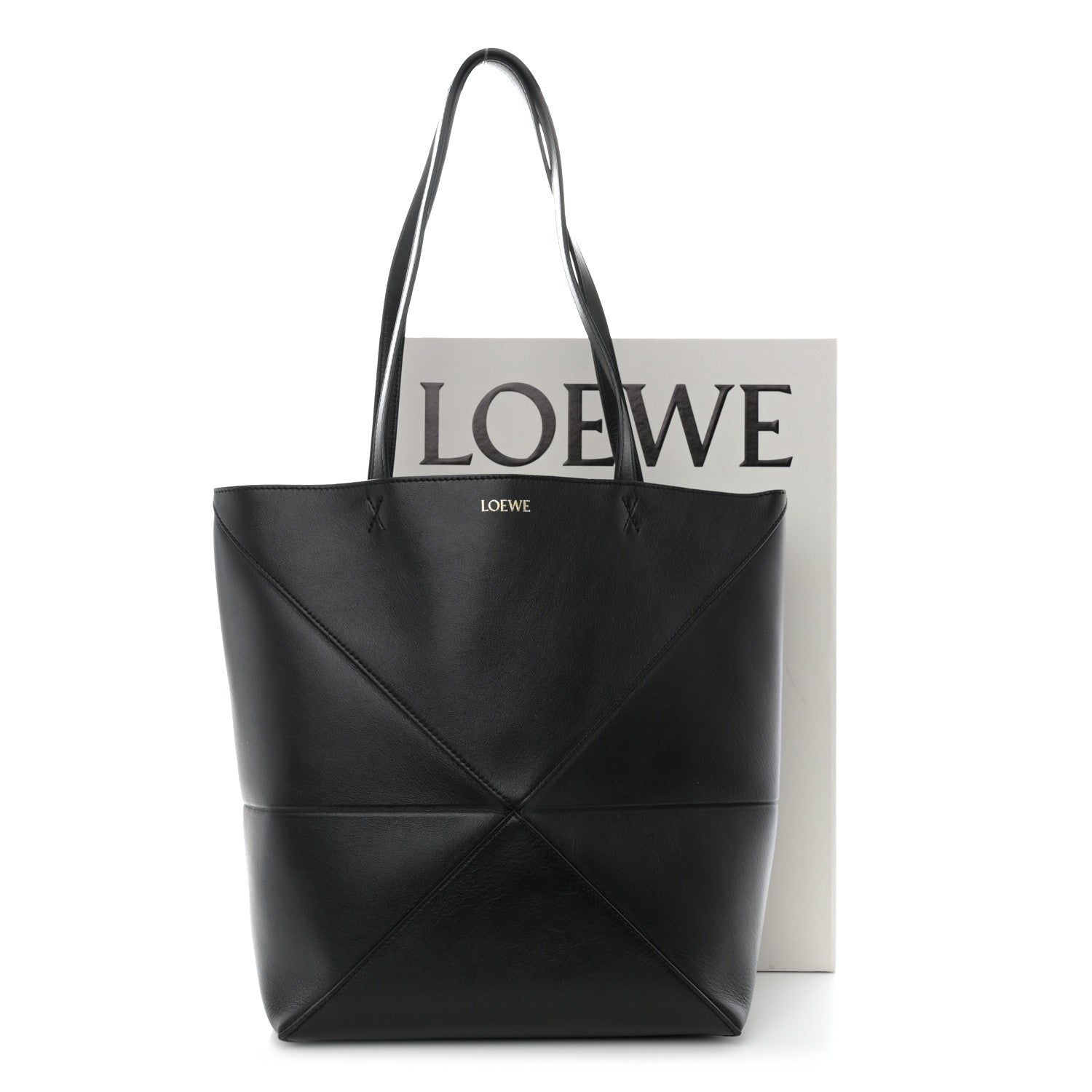 Loewe Shiny Calfskin Medium Puzzle Fold Tote Black 12 of 12