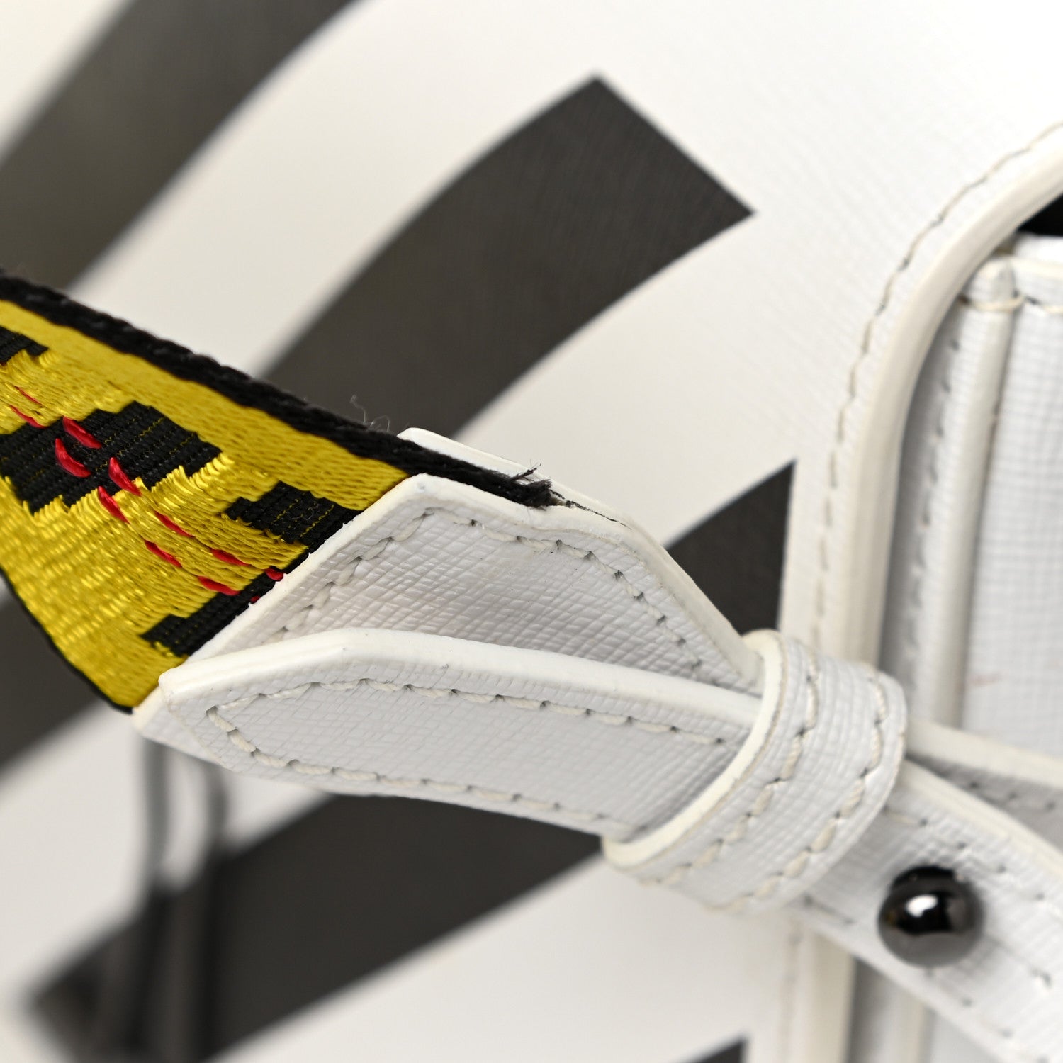 Off-White Saffiano Striped Diag Binder Flap Bag White Black 25 of 25