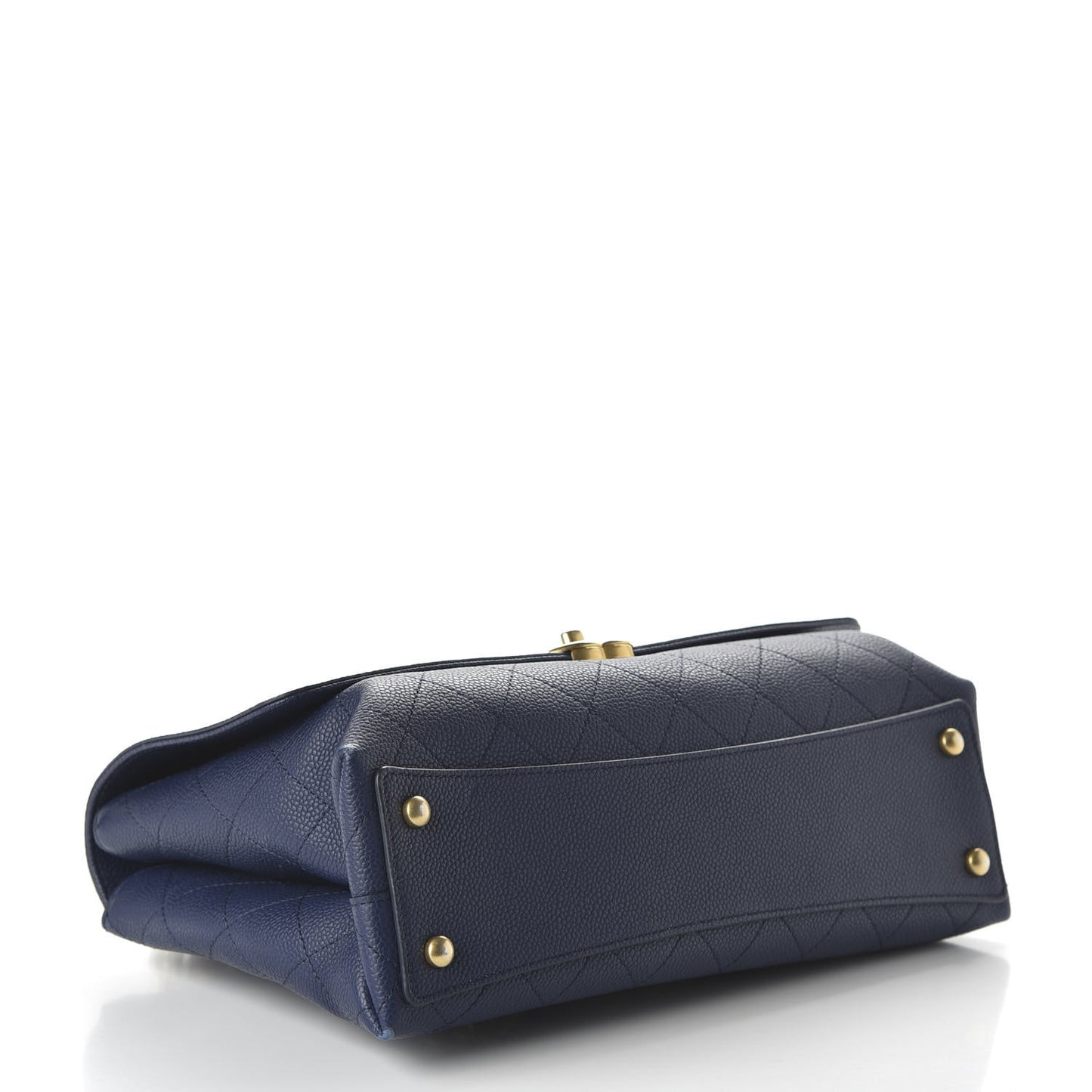 Grained Calfskin Stitched Flap Navy Blue