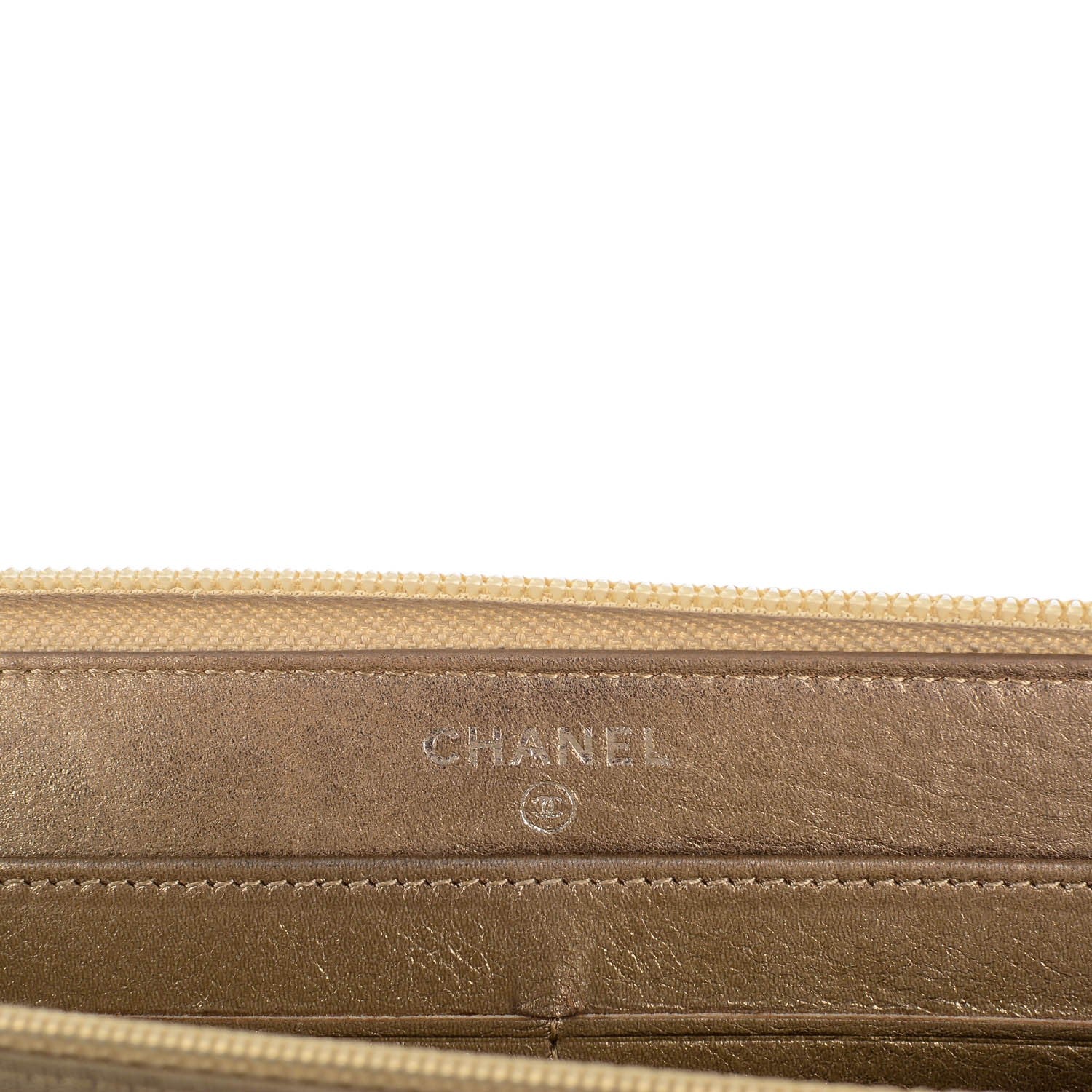Chanel Metallic Calfskin Quilted Boy Zip Around Wallet Light Gold 6 of 8
