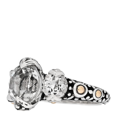 John Hardy Sterling Silver 18K Yellow Gold White Topaz Batu Sari Ring 54 7 3 of 6