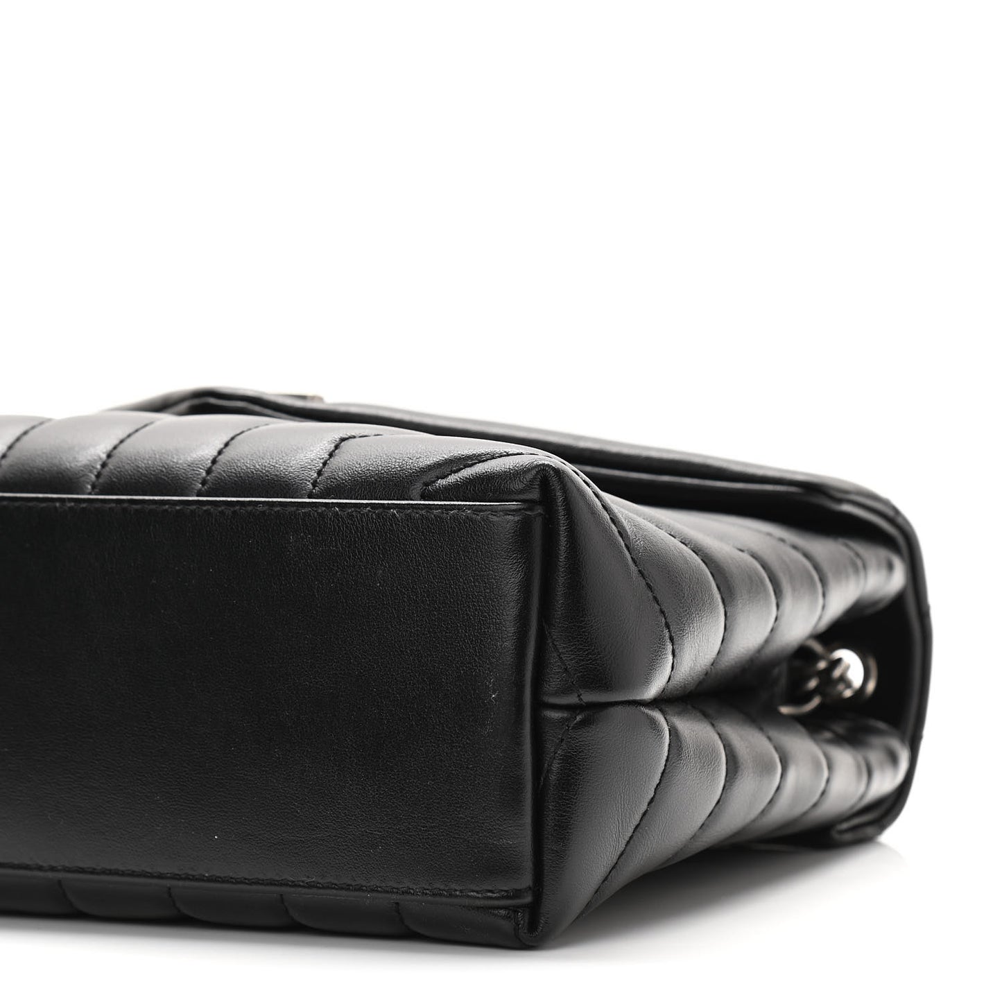 Calfskin Y Quilted Monogram Small Loulou Chain Satchel Black