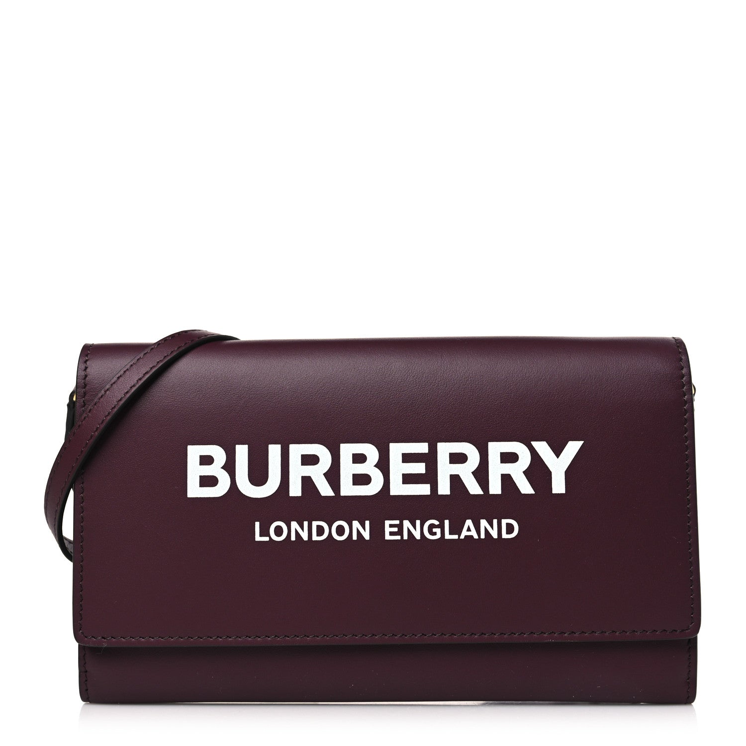 Burberry Calfskin Logo Hazelmere Wallet With Detachable Strap Deep Maroon 1 of 8