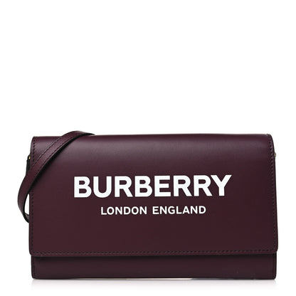 Burberry Calfskin Logo Hazelmere Wallet With Detachable Strap Deep Maroon 1 of 8