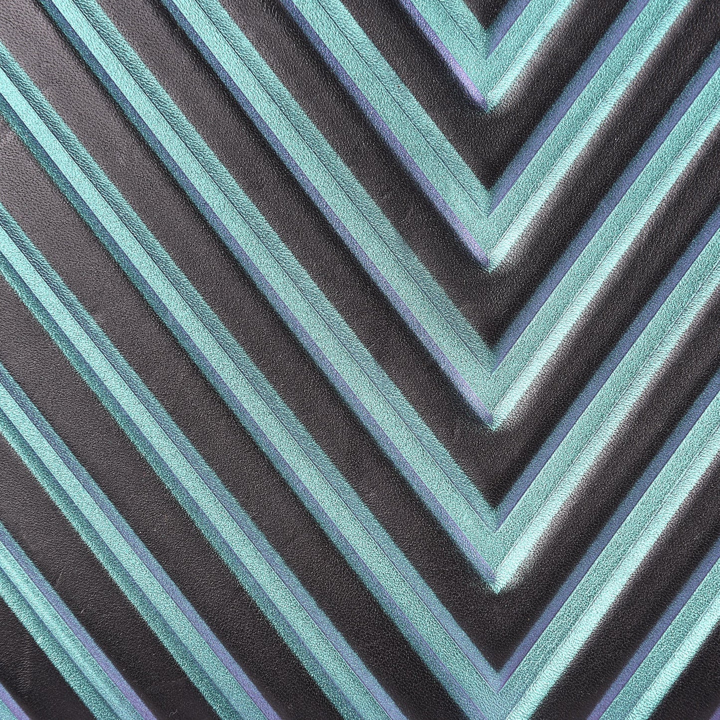 Calfskin Painted Chevron Embossed Large Boy Zip Pouch Black