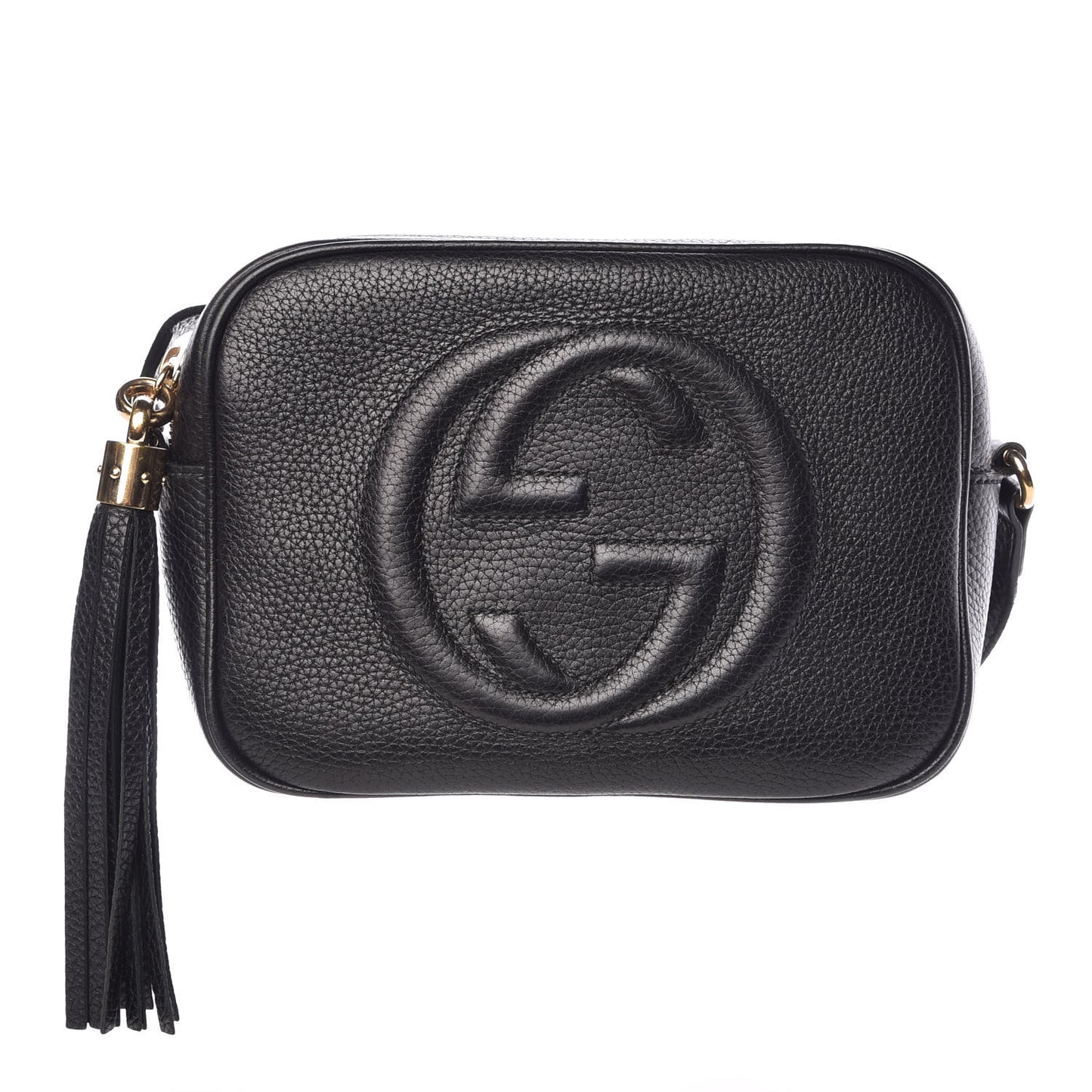 Pebbled Calfskin Small Soho Disco Bag Black