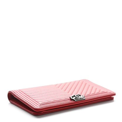Chanel Calfskin Chevron Quilted Boy Yen Wallet Dark Red 4 of 8