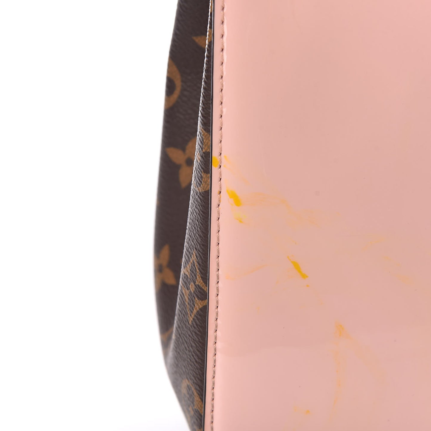 Patent Calfskin Monogram Cherrywood PM Rose Ballerine