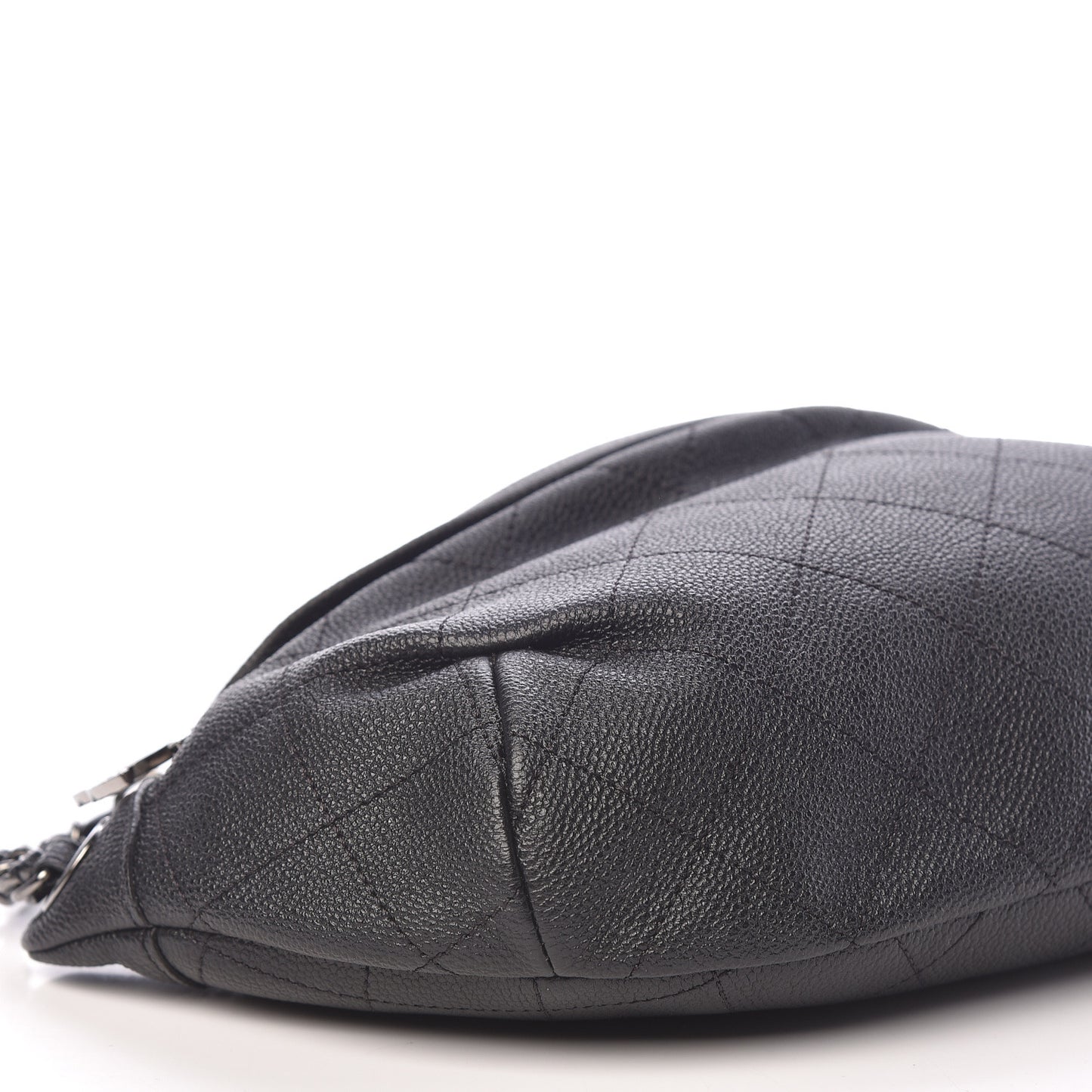 Caviar Stitched Banane Waist Bag Fanny Pack Black
