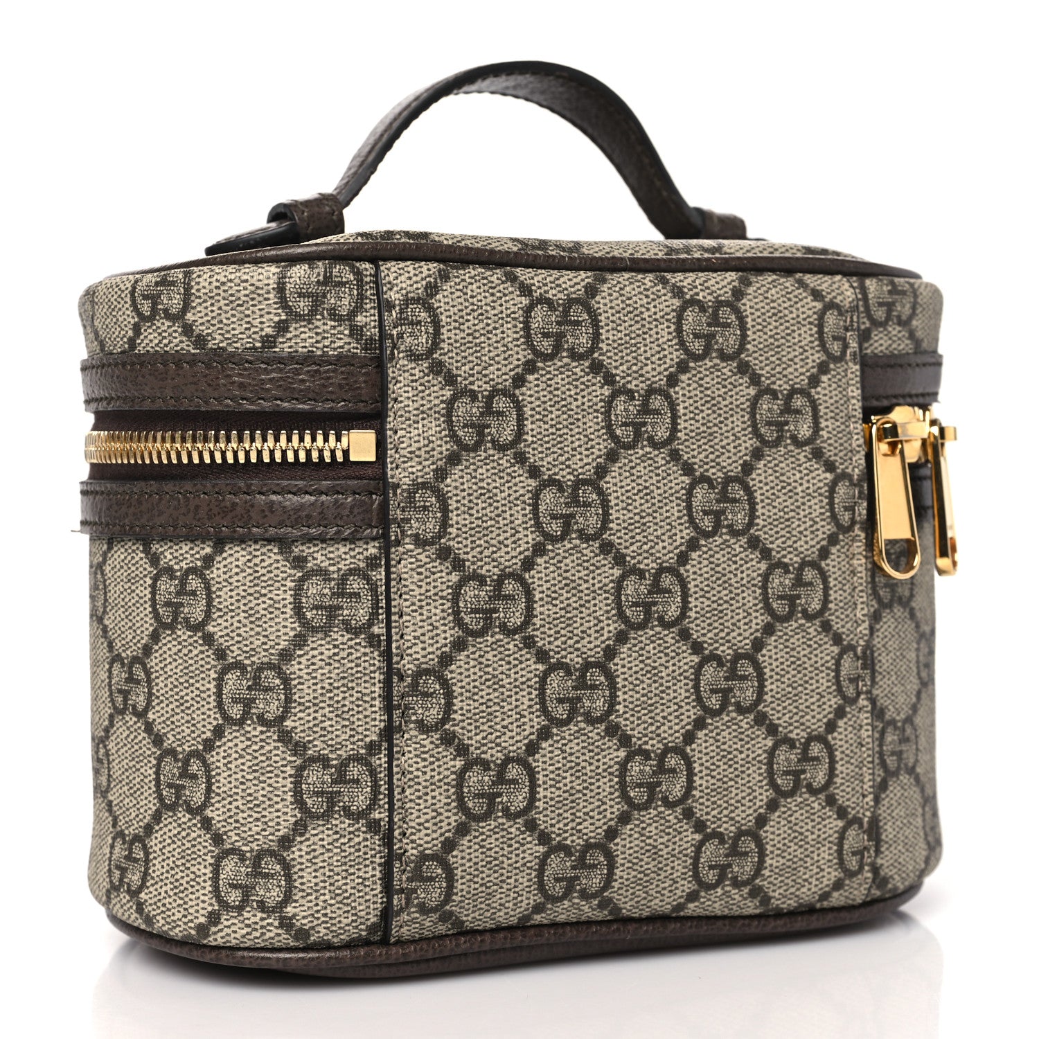 Gucci GG Supreme Monogram Textured Calfskin Web Ophidia Vanity Cosmetic Case Beige Ebony New Acero 4 of 15