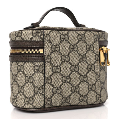 Gucci GG Supreme Monogram Textured Calfskin Web Ophidia Vanity Cosmetic Case Beige Ebony New Acero 4 of 15