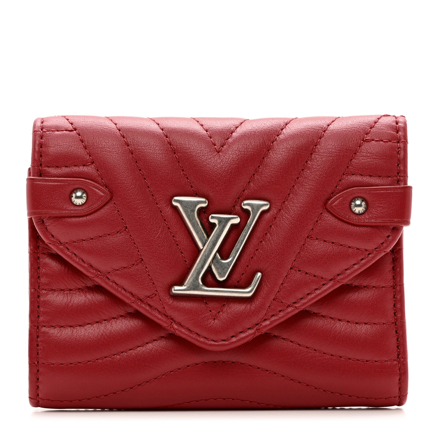 Calfskin New Wave Compact Wallet Rouge