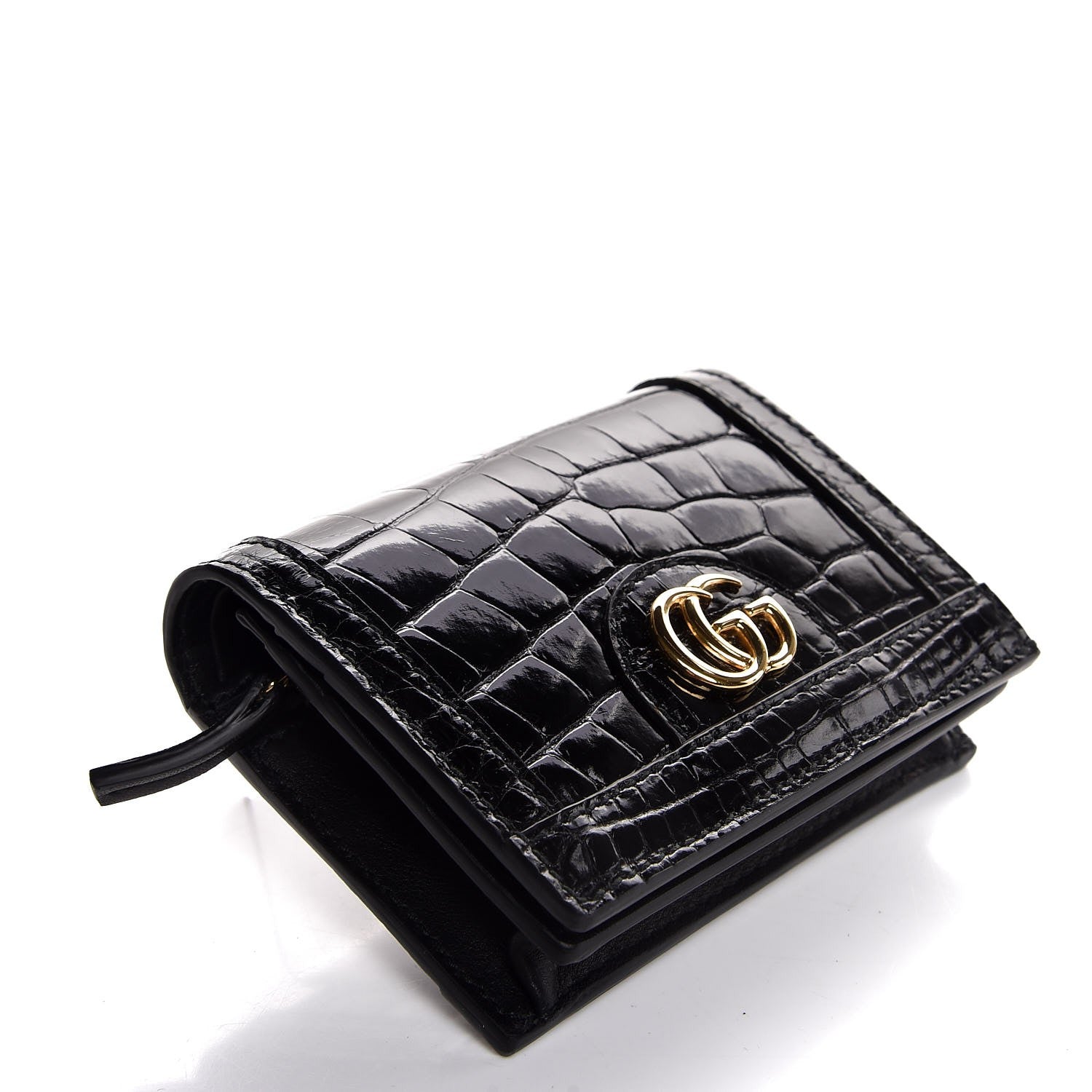 Gucci Crocodile GG Marmont Card Case Black 4 of 7