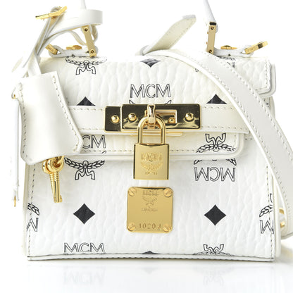MCM Visetos X-Mini Heritage Top Handle Satchel White 10 of 10