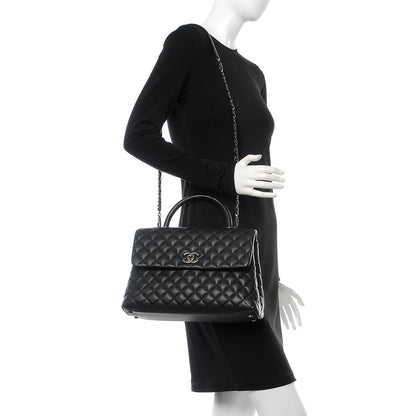 Chanel Caviar Lizard Quilted Medium Coco Handle Flap Black 2 of 8