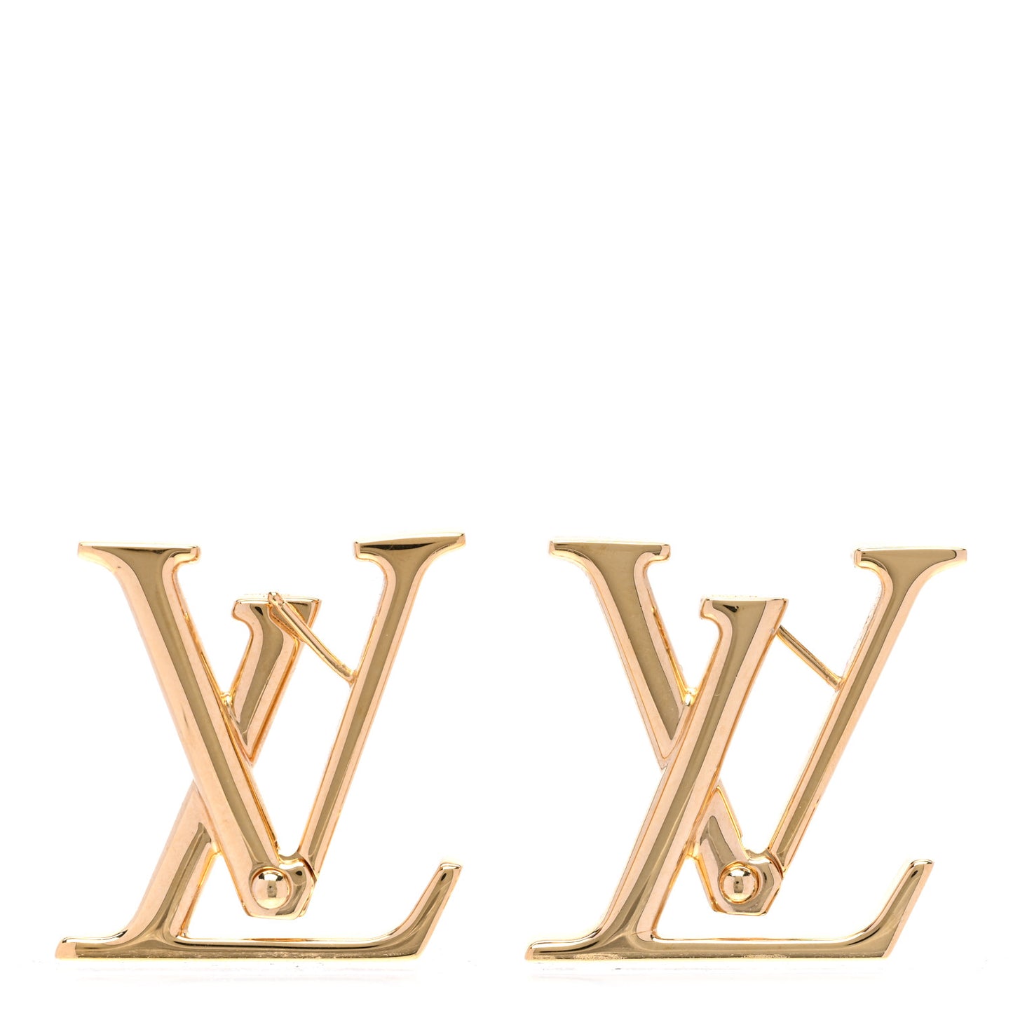 Metal Macro LV Earrings Gold