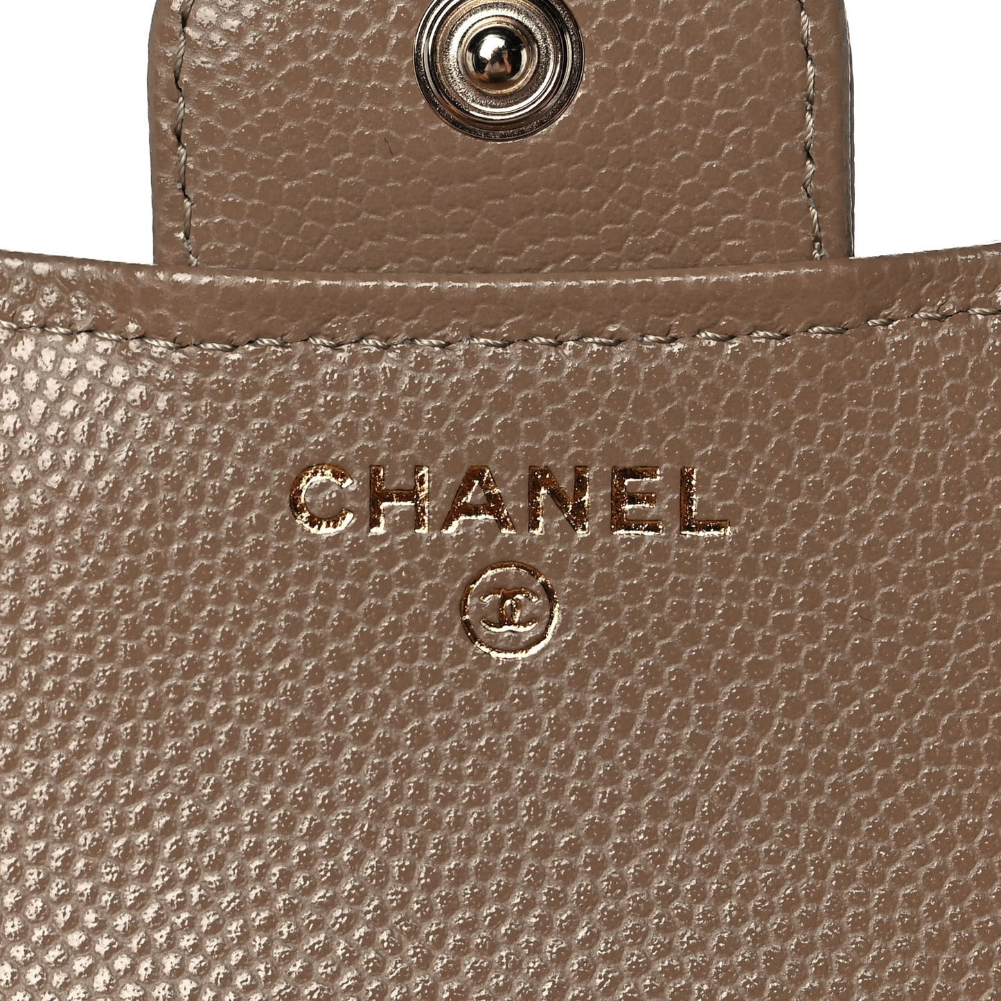 Caviar Quilted Compact Flap Wallet Dark Beige