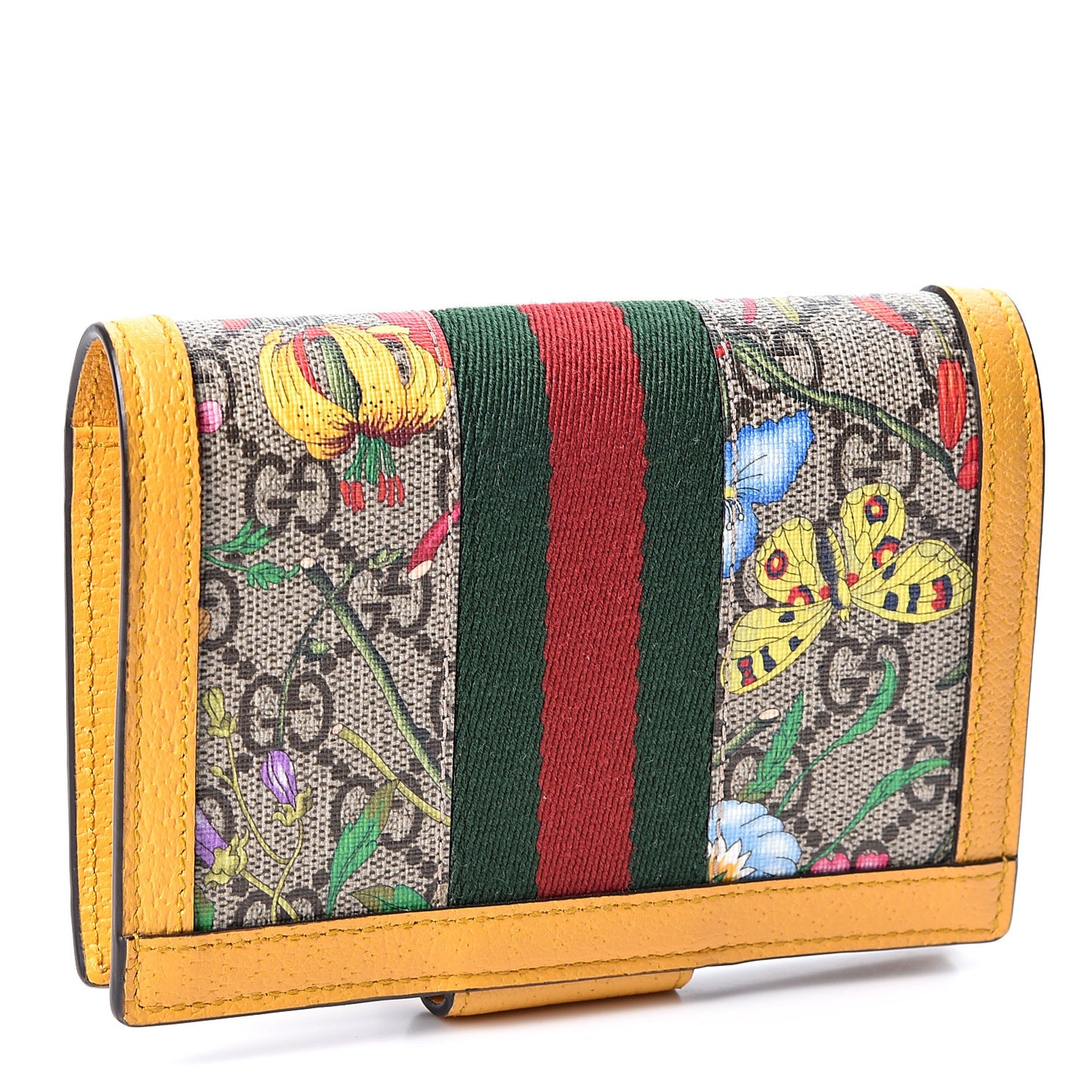 GG Supreme Monogram Flora Web Ophidia Passport Case Beige Multicolor Crop