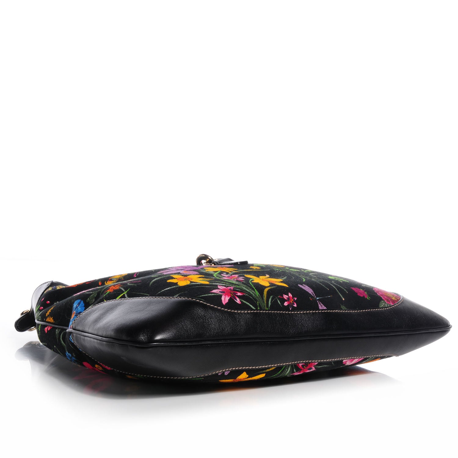 Gucci Canvas Floral Flora Jackie O Hobo Black 4 of 8
