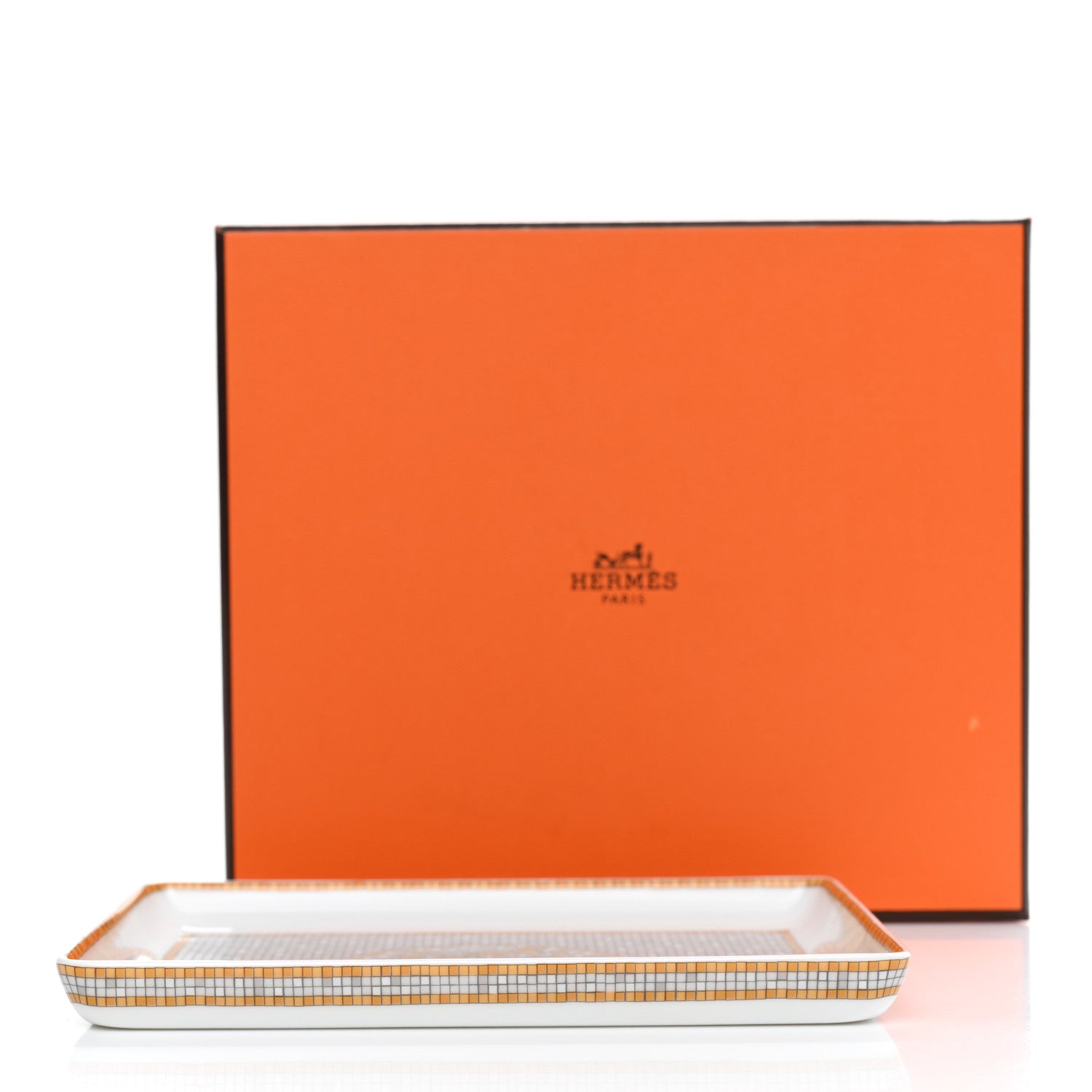 Hermes Porcelain Mosaique au 24 Gold Sushi Plate 7 of 7