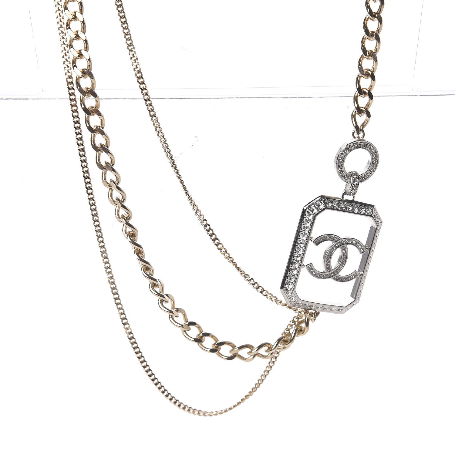 Chanel Crystal Chain CC Multi Strand Necklace Gold 4 of 7