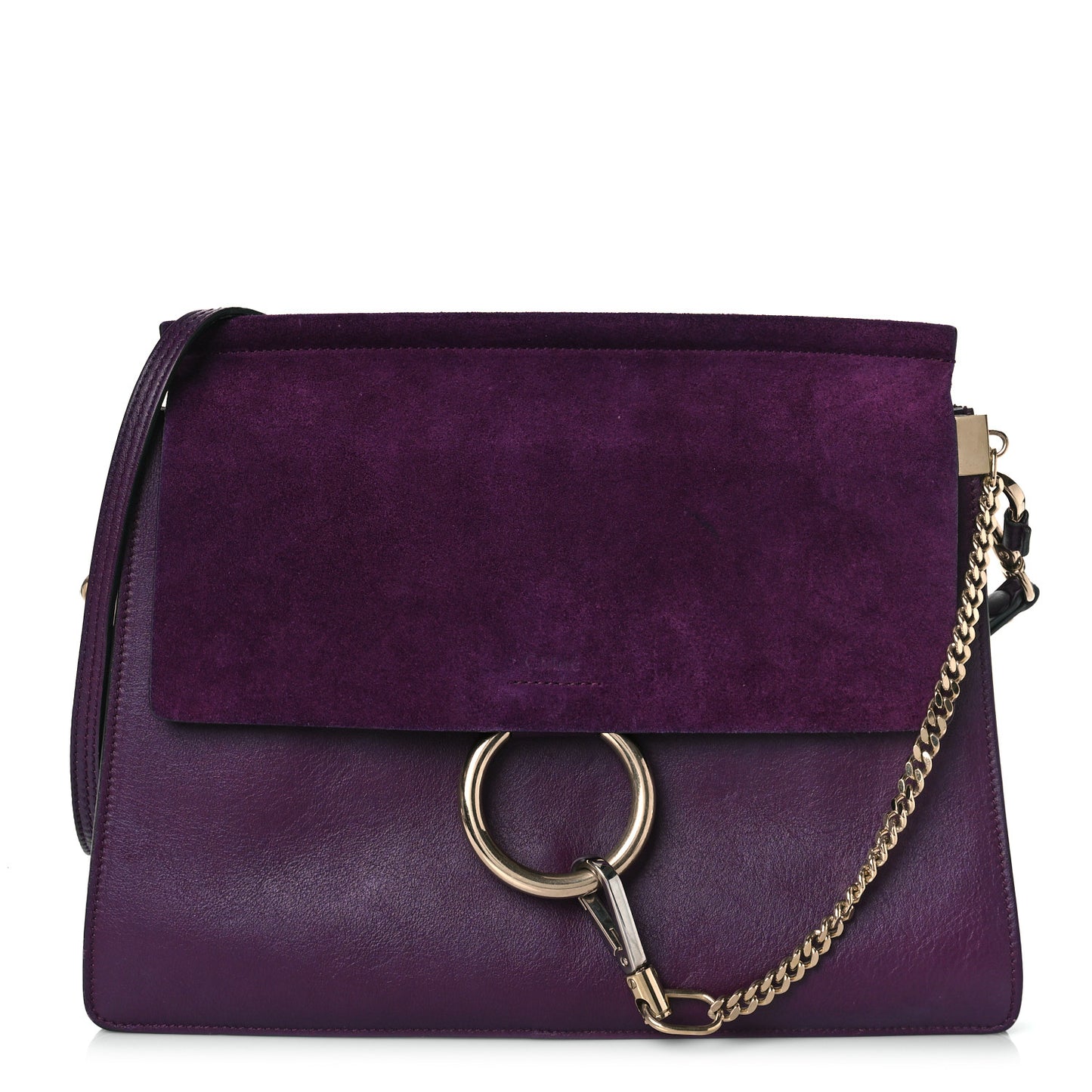 Suede Calfskin Medium Faye Shoulder Bag Dark Purple