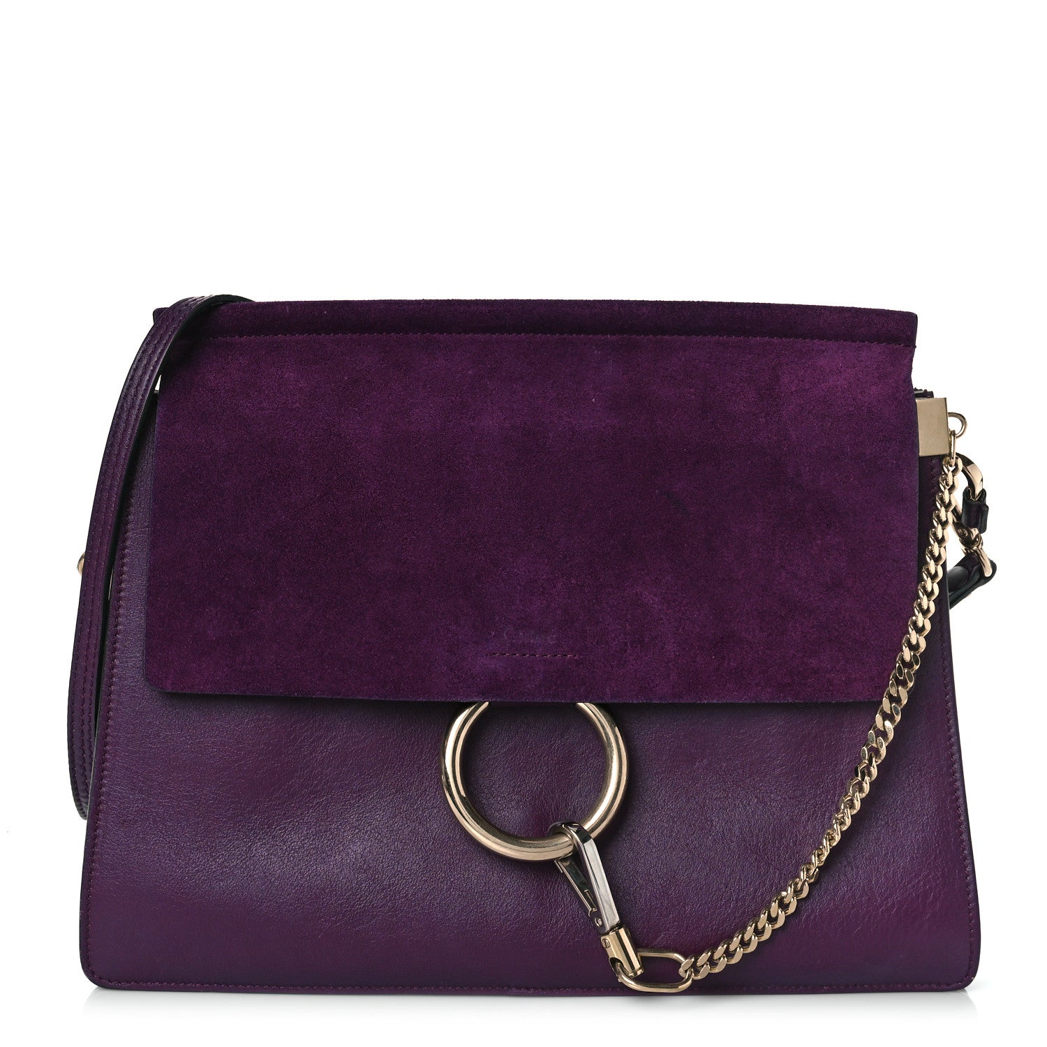 Chloe Suede Calfskin Medium Faye Shoulder Bag Dark Purple 1 of 7