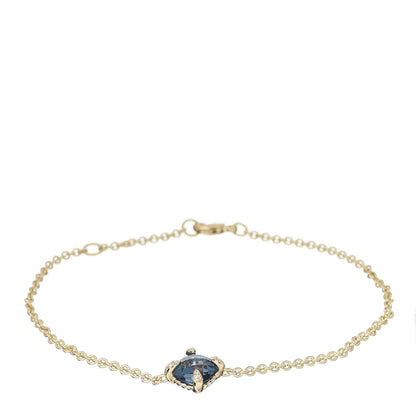 David Yurman 18K Yellow Gold Hampton Blue Topaz Diamond 8mm Chatelaine Chain Bracelet 1 of 4