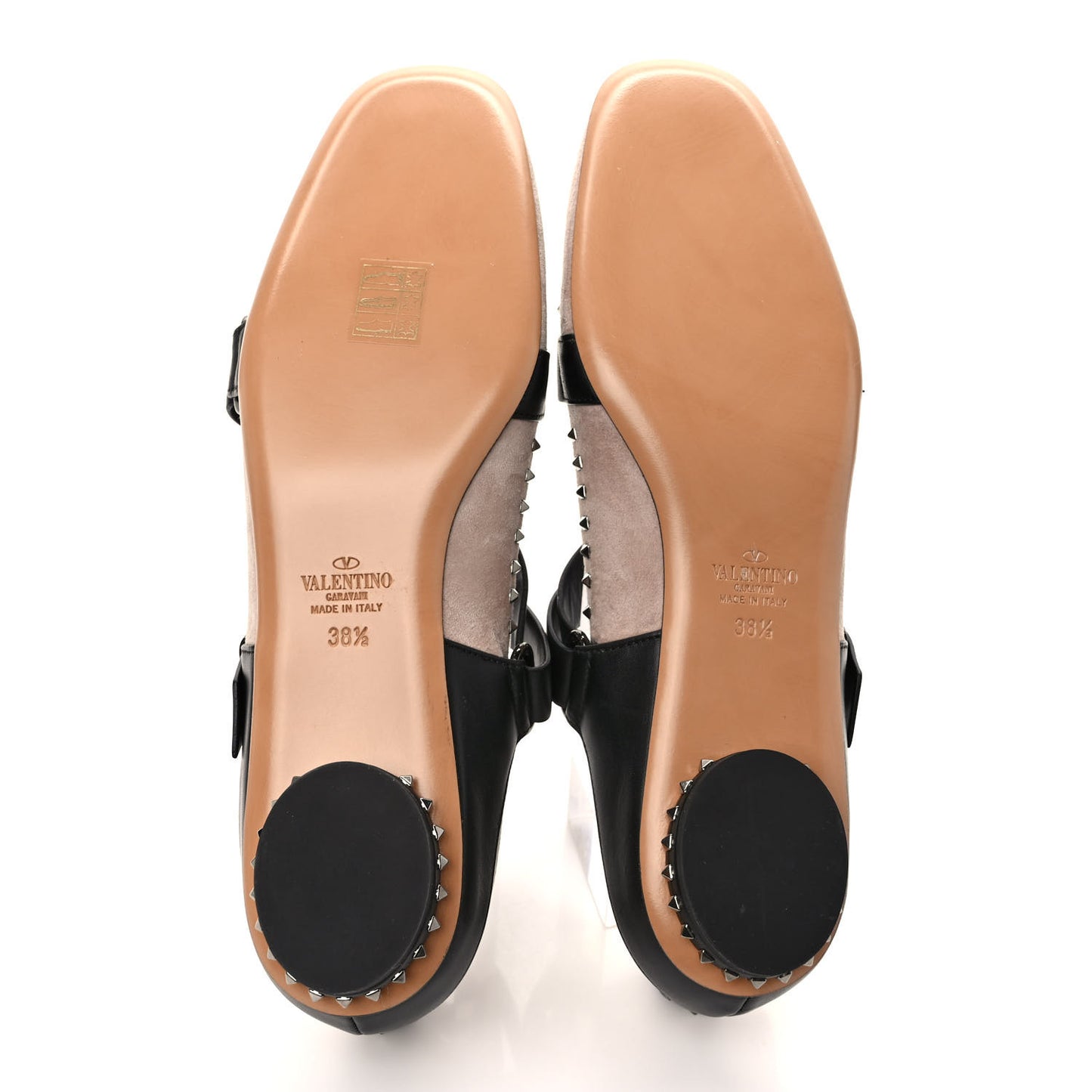 Suede Soul Rockstud Strappy Ballerina Flats 38.5 Poudre Black