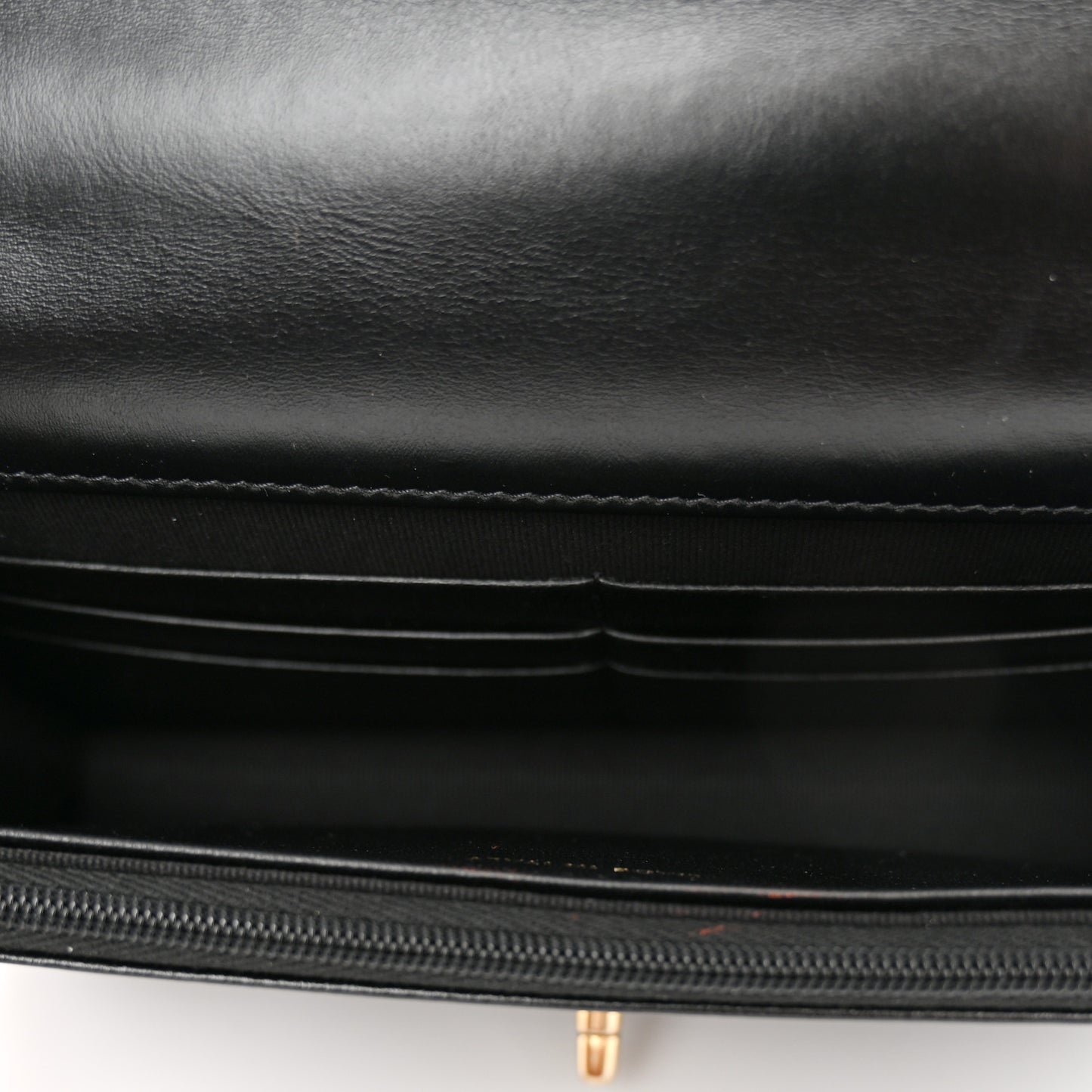 Shiny Calfskin Quilted Metal Top Handle Wallet On Chain WOC Black