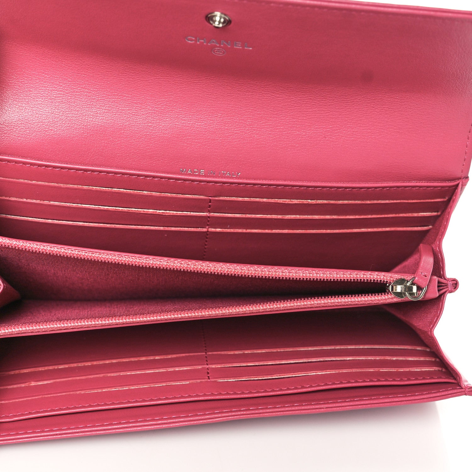 Chanel Lambskin Embossed Camellia Large Gusset Flap Wallet Pink 5 of 9