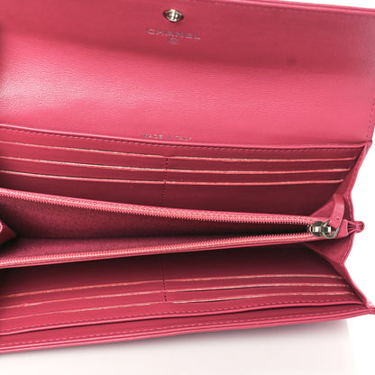 Chanel Lambskin Embossed Camellia Large Gusset Flap Wallet Pink 5 of 9