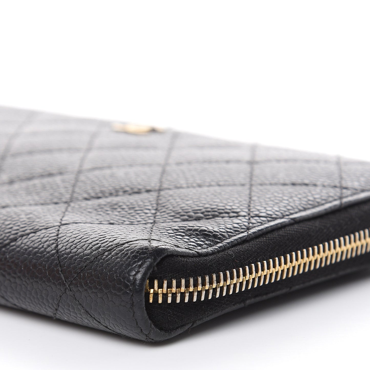 Caviar Quilted Large Zip Around Organizer Wallet Black