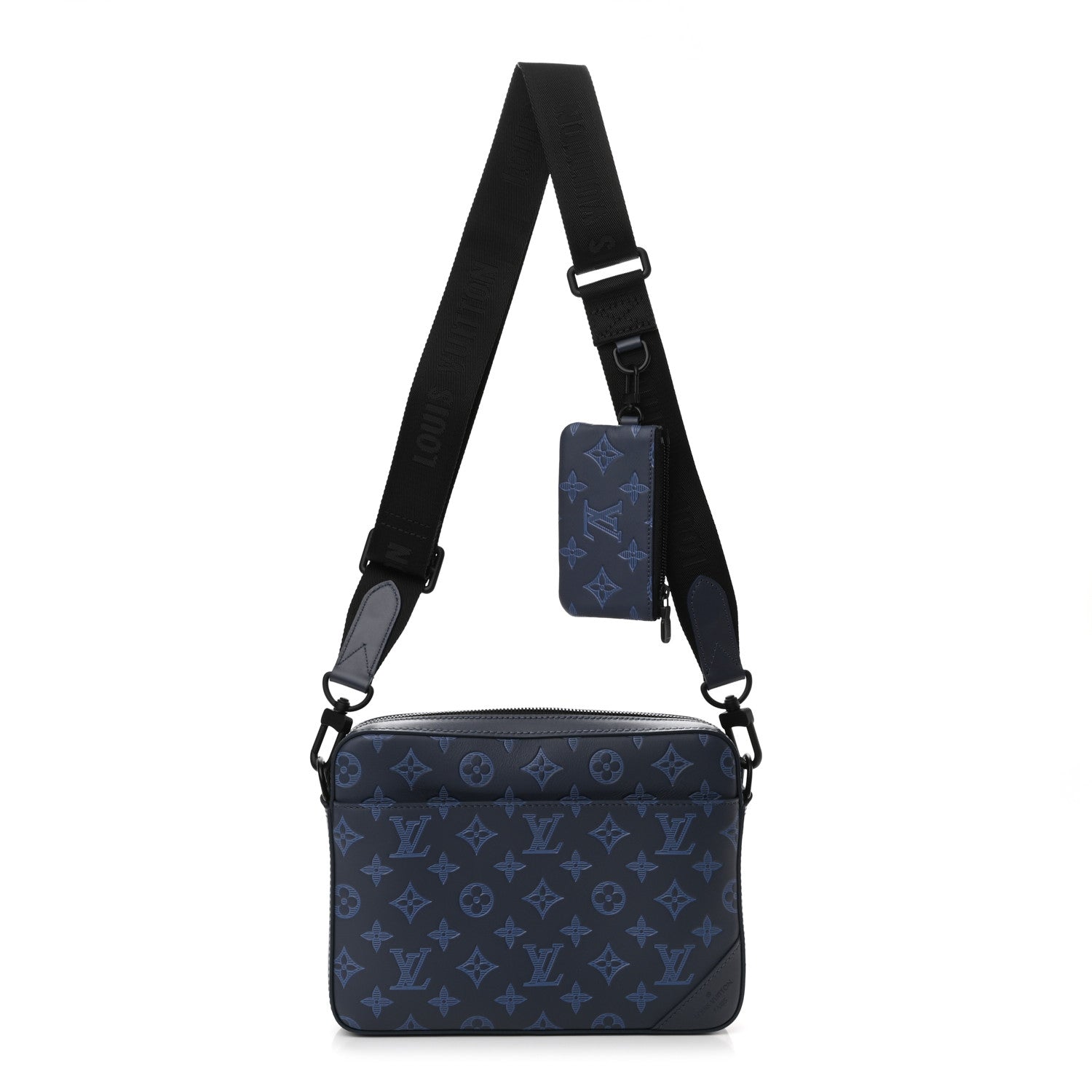 Louis Vuitton Calfskin Monogram Shadow Duo Messenger Navy Blue 1 of 7