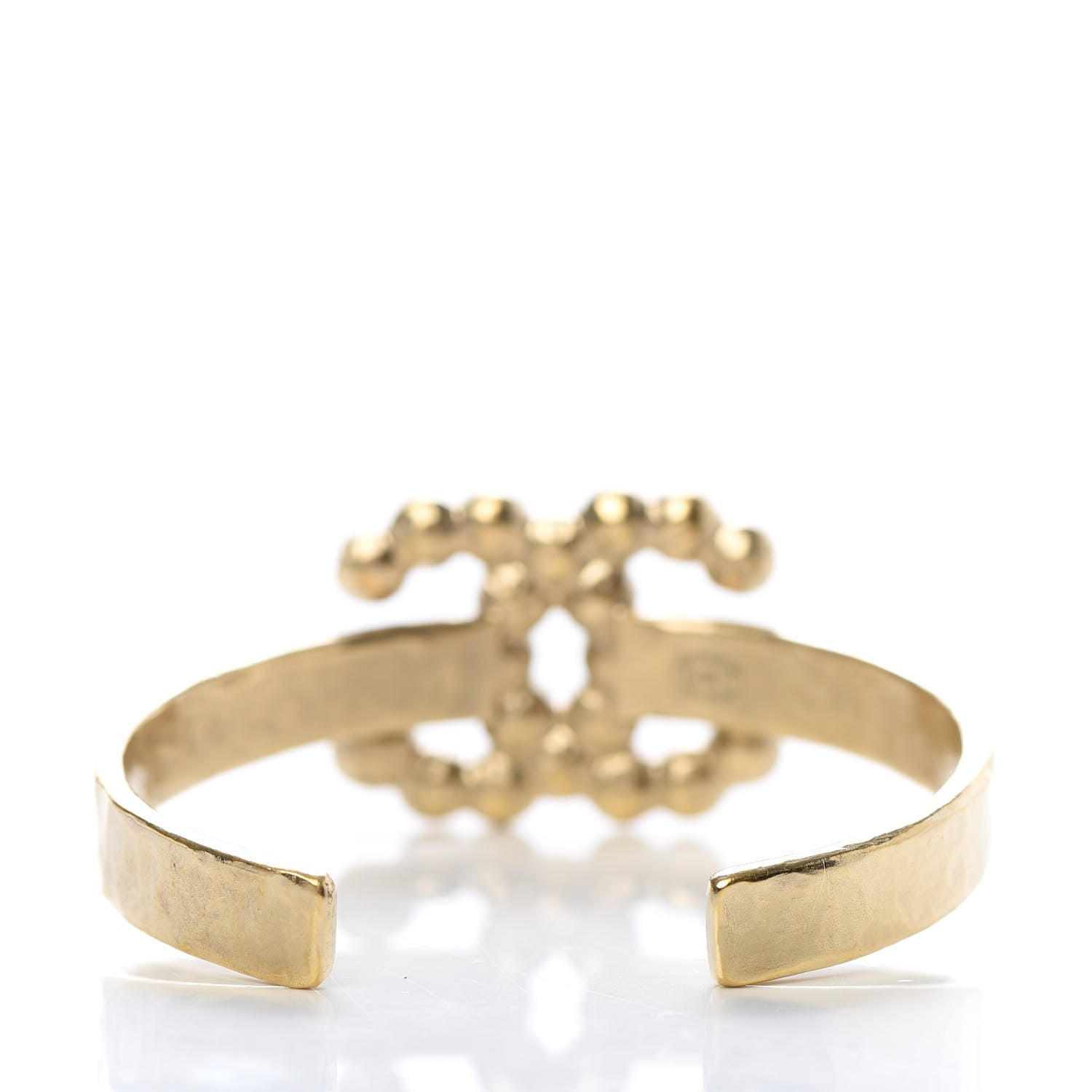 Chanel Pearl CC Cuff Bracelet Gold Pearly White 3 of 5