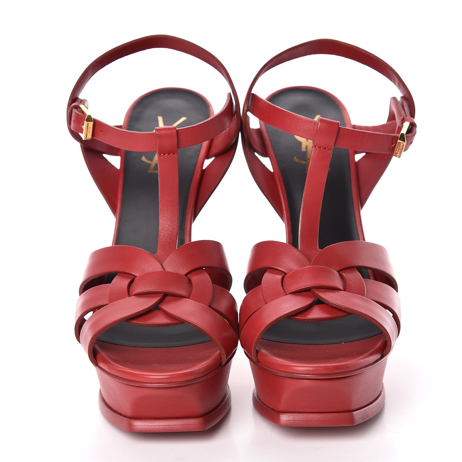 Saint Laurent Calfskin Tribute 105 Platform Sandals 39 Rouge Orient 2 of 10
