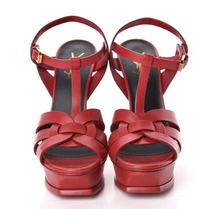 Saint Laurent Calfskin Tribute 105 Platform Sandals 39 Rouge Orient 2 of 10