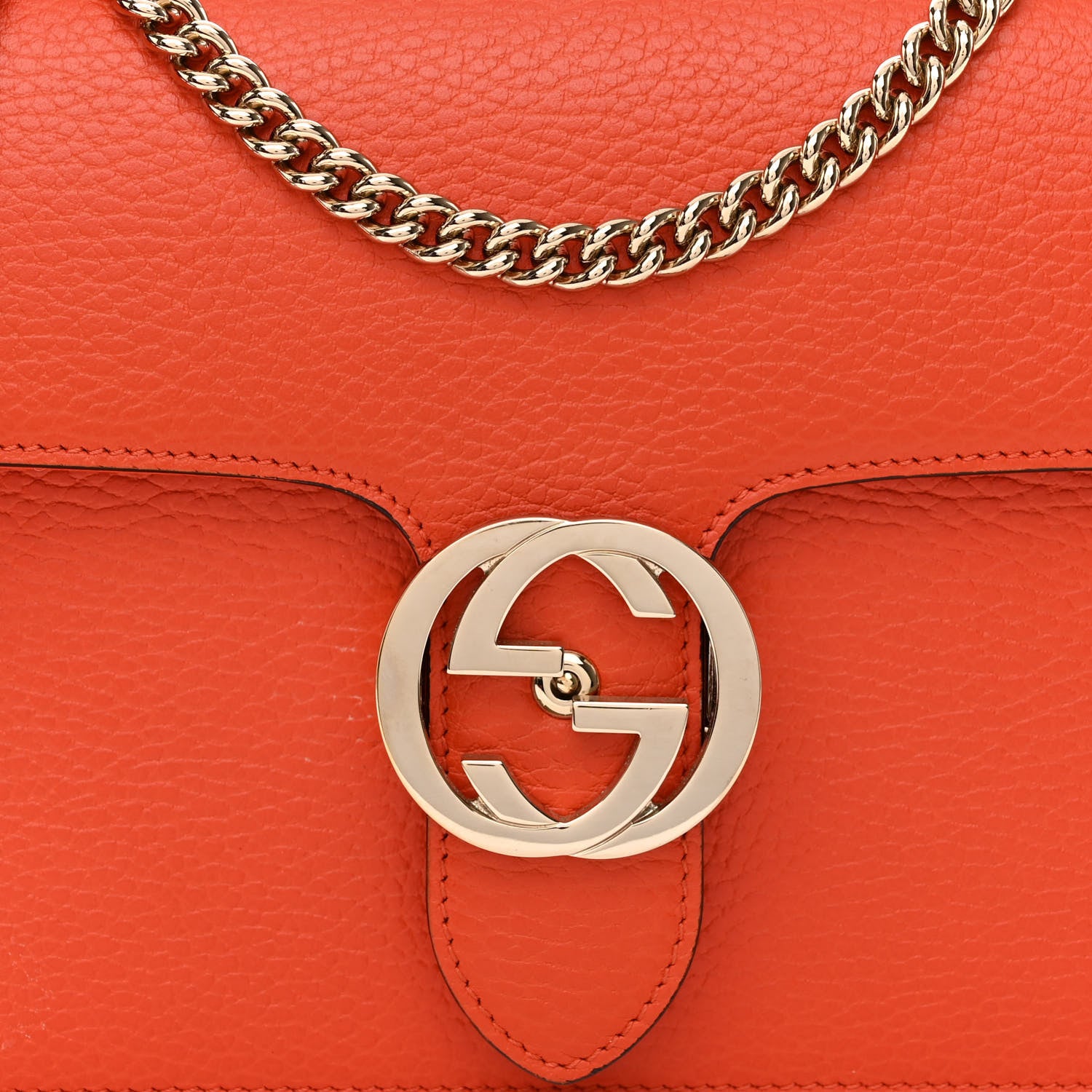 Gucci Dollar Calfskin Small Interlocking G Shoulder Bag Sun Orange 7 of 9